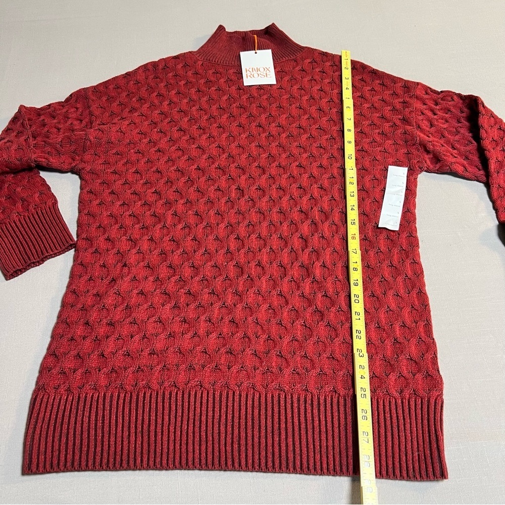 Knox Rose Sweater Women’s Small NWT | Textured Mock Neck Pullover Red Cozy Knit - Picture 8 of 14